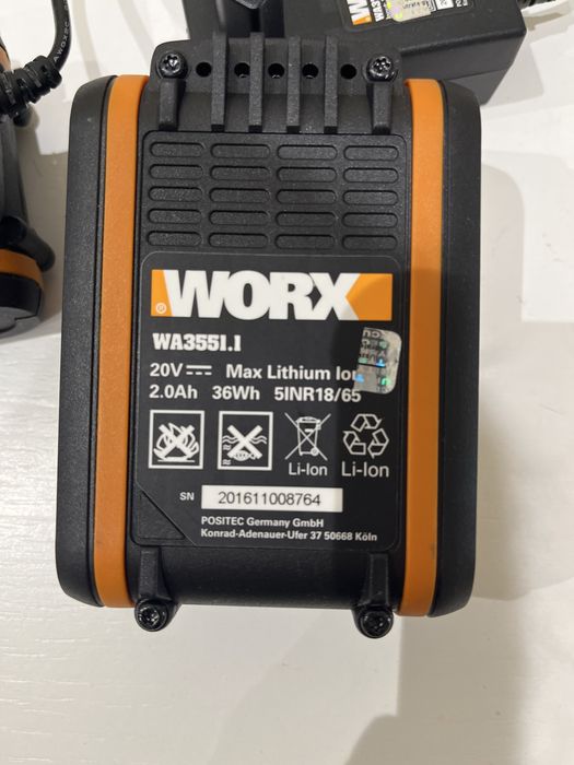 2x akumulator Worx 20V 2.0Ah + ładowarka