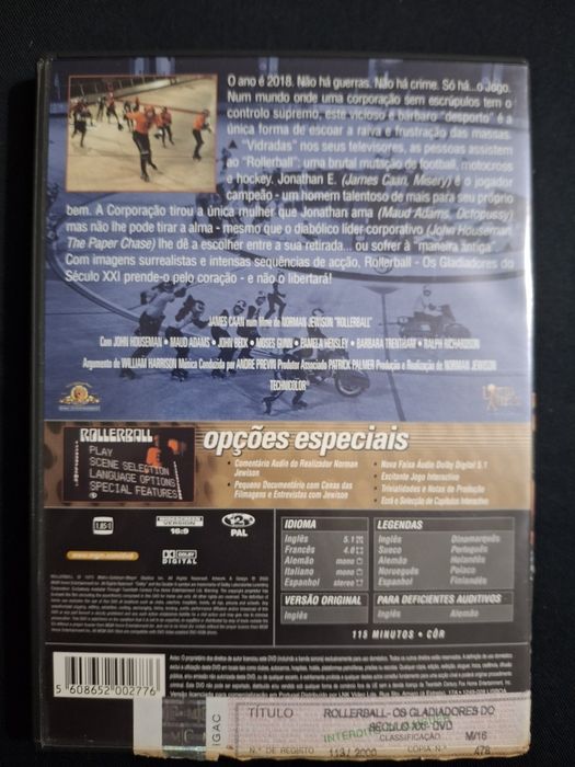 DVD Rollerball. Os Gladiadores do Século  XXI