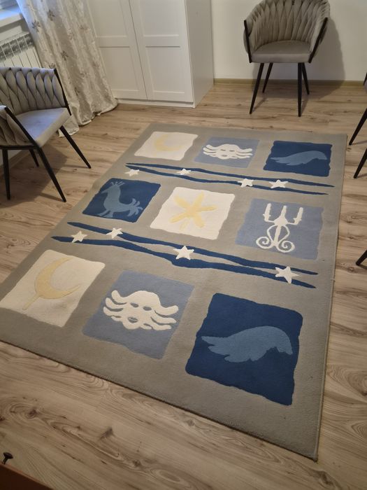 Dywan młodzieżowy Ikea 165x223 niebiesko-szary