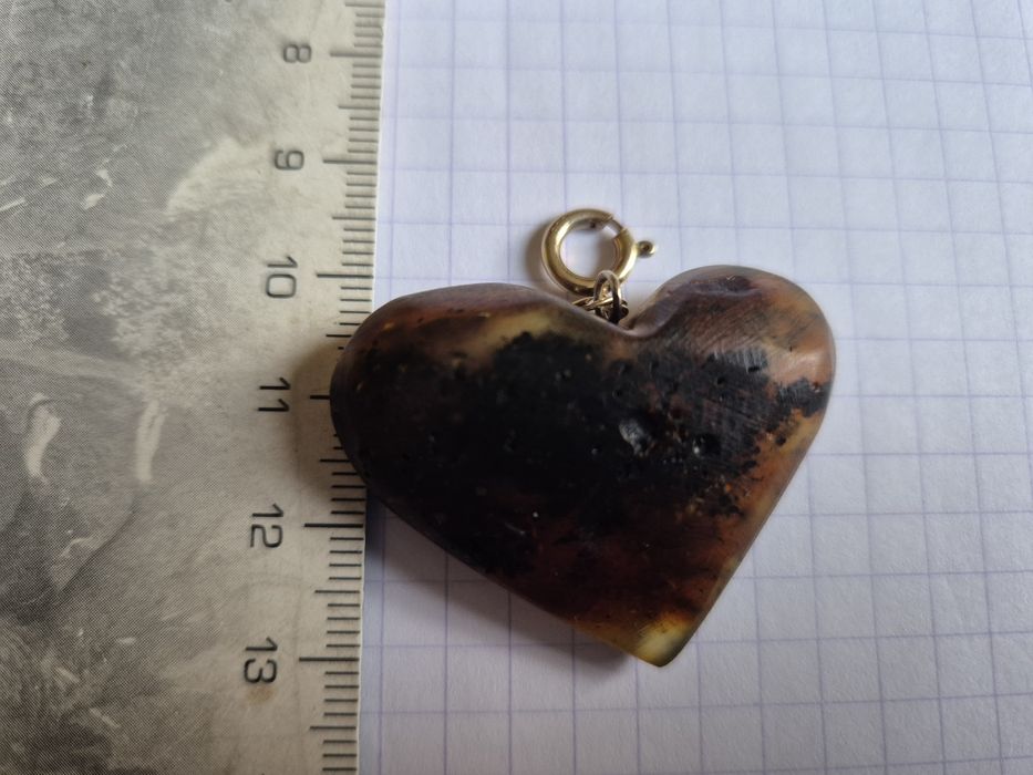 zawieszka serce bursztyn naturalny duży