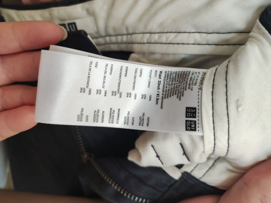 Чоловічі брюки UNIQLO темно-сині нові 100% cotton широкі