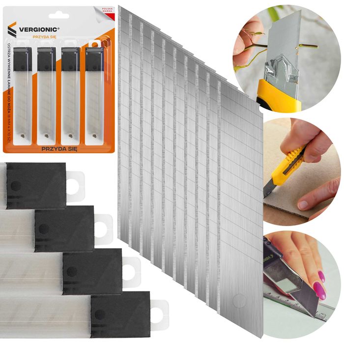 Ostrza łamane 18 mm do noża tapeciaka komplet 40 sztuk