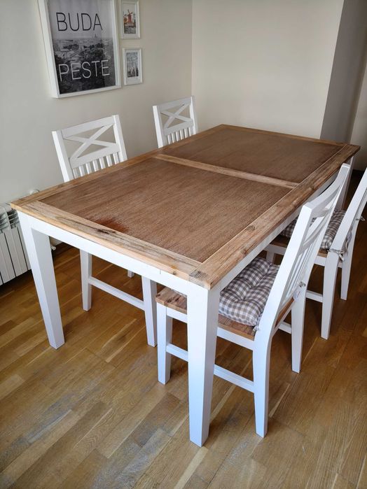 Mesa de jantar Conforama extensível 6 a 8 pessoas branco e madeira
