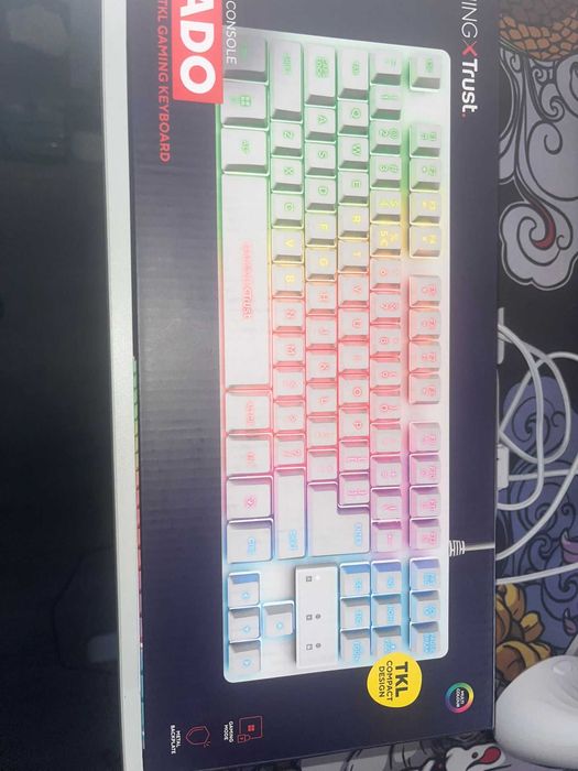 Teclado Gaming Trust GXT 833 Thado TKL (Branco/RGB) – Como Novo