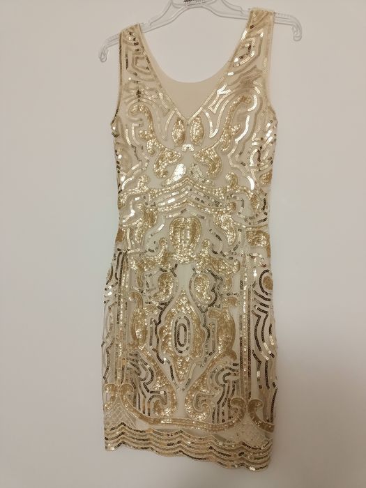 Złota sukienka wieczorowa cekiny r. S/M