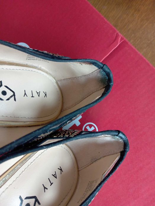 Balerinki Katty Perry ćwieki dżety czarne złote 36