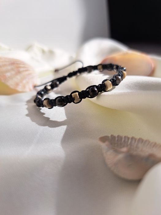 Handmade bransoletka makramowa pleciona z japisem