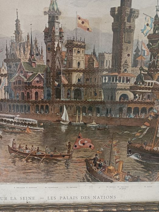 Muzealna grafika .Architektura Paryża 1900 rok.