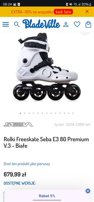 Rolki Freeskate Seba E3 80 Premium V.3 - Białe