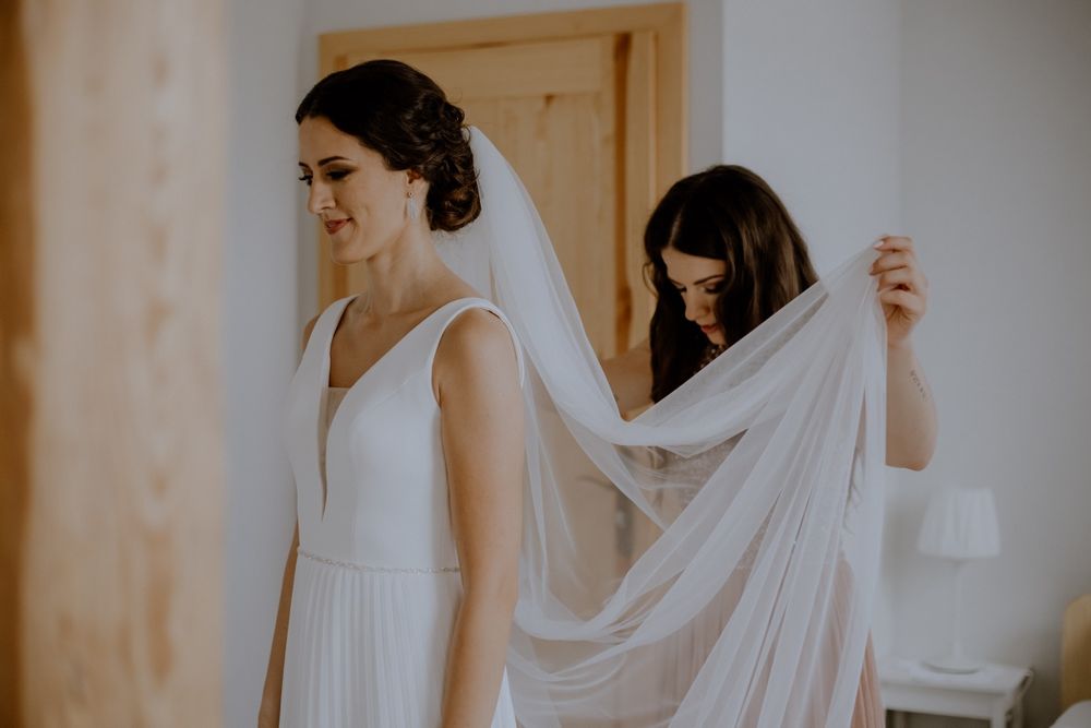 Suknia Ślubna gładka, plisowana, elegancka XS/S