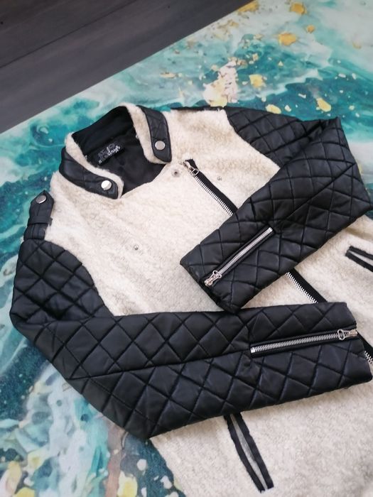 Lekka kurteczka baranek, skórzane rękawy