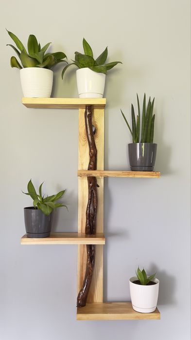 Półka na kwiaty z konarem dębu - unikat