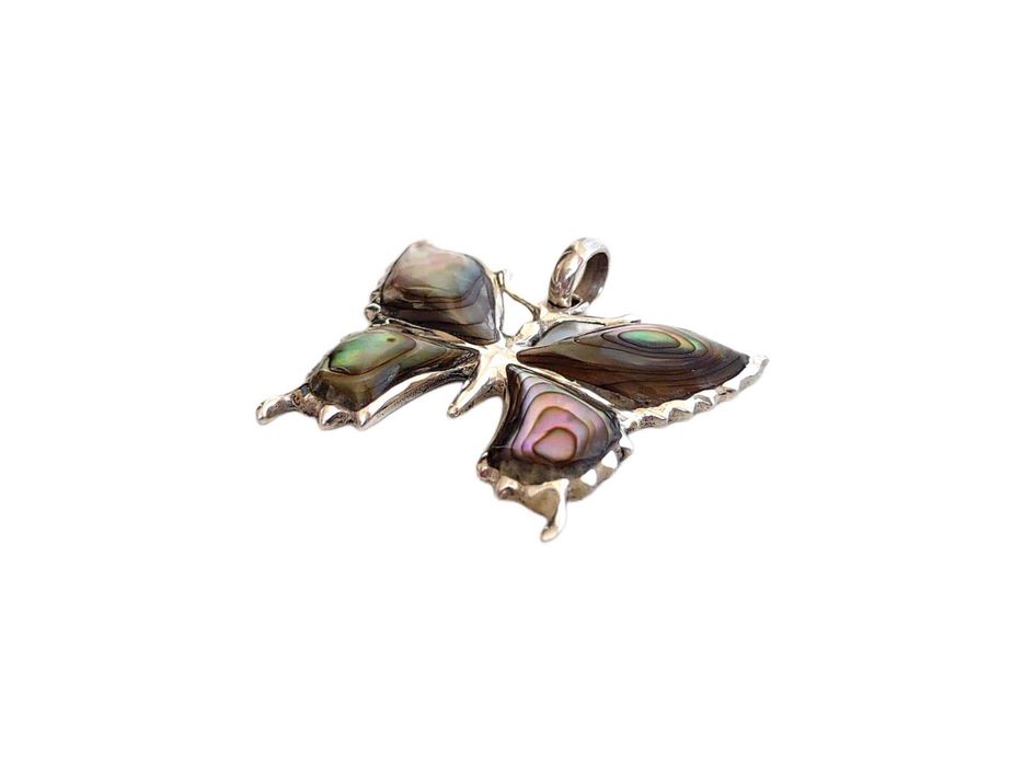7544. Motyl z Muszlą Abalone w Srebrze.
