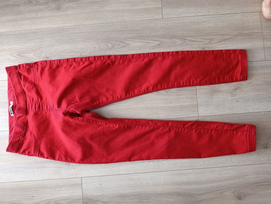 Drywash czerwone spodnie damskie 36 S rurki legginsy