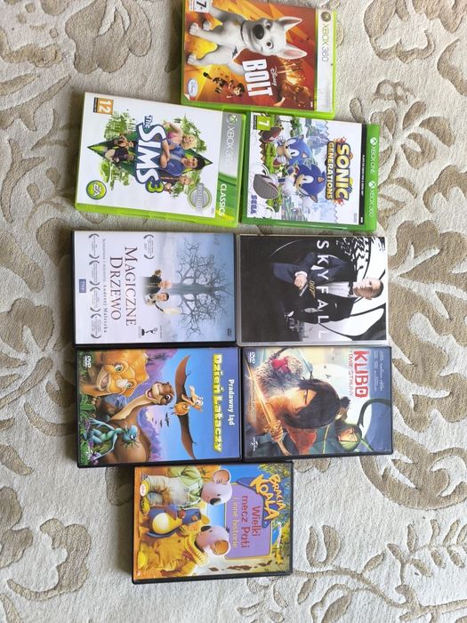 Płyty xbox360 sims3, Sonic, bolt+ gratis filmy