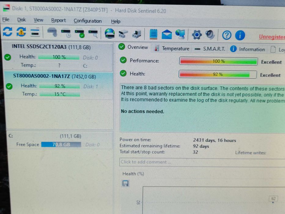 Хард диск HDD Hard Seagate 8TB ST8000AS0002 5980RPM 128mb CASH 92%