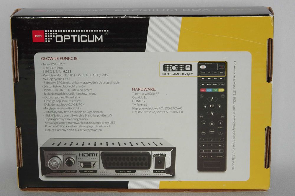 Dekoder OPTICUM Premium Box H.265 DVB-T2/C/H.265/MPEG 1/2/4