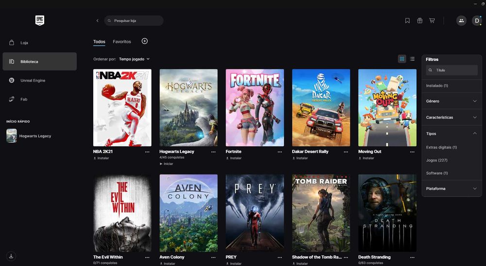 Vendo Conta EPIC GAMES com 227 Jogos