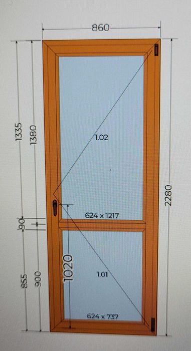 DRZWI BALKONOWE 860 x 2280 winchester dwustronny
