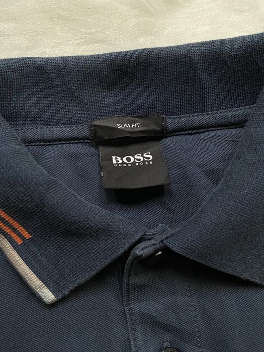 BOSS  Hugo Boss S Slim Fit синє чоловіче поло