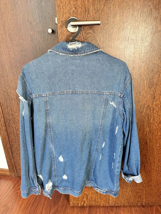 casaco de ganga comprido