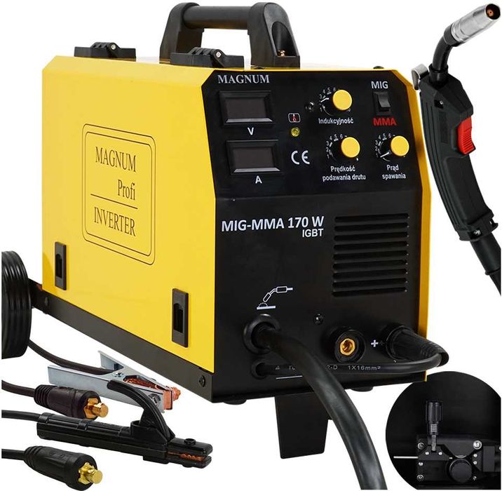 Migomat 160A spawarka Magnum 170W + MMA, półautomat spawalniczy inwerter 230V