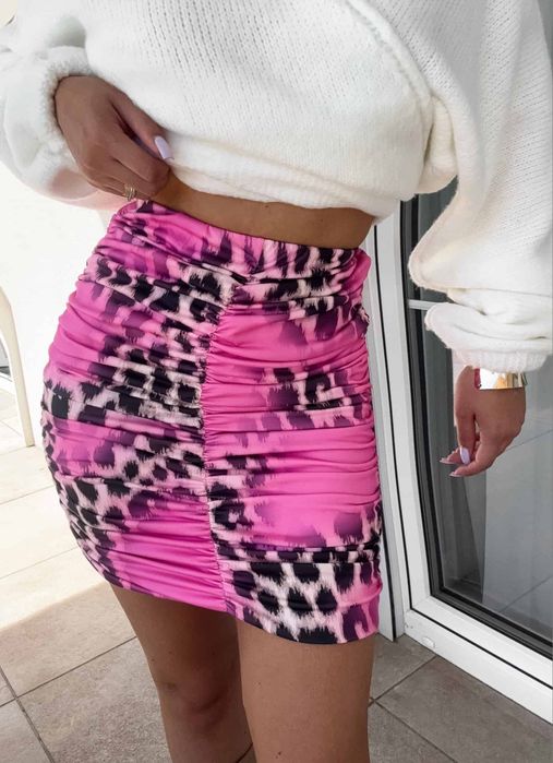 Spódnica MARSZCZONA By Me print gepard - fuksja
