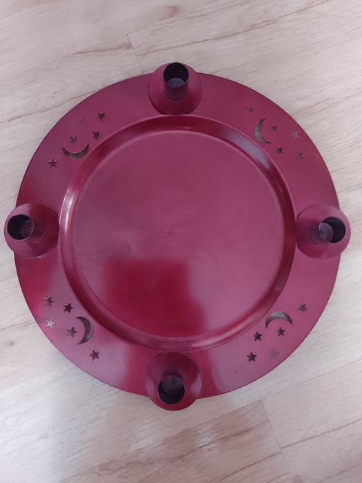 Świecznik adwentowy w kształcie tacy