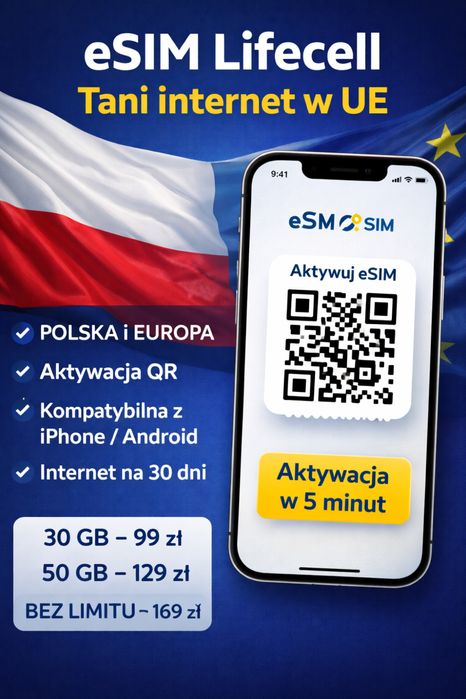 eSIM Lifecell Internet UE – działa w Polsce | Szybka aktywacja QR
