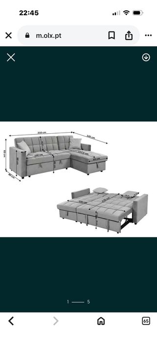 Sofá cama novo! Cinza claro