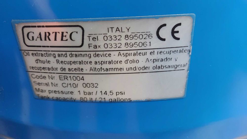 Zlewarka wysysarka oleju GARTEC 80 Litrów