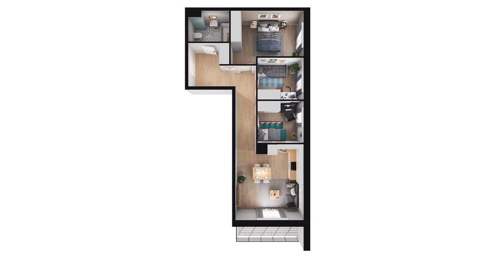 4-pokojowe mieszkanie 60 m² + balkon - Widok 3