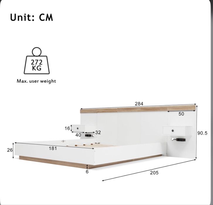 Cama de casal de madeira