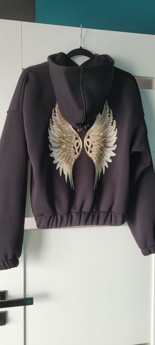 Bluza damska czarna Lalu zlote skrzydła
