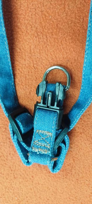 Jeansowa smycz oraz szelki dla psa lub kota