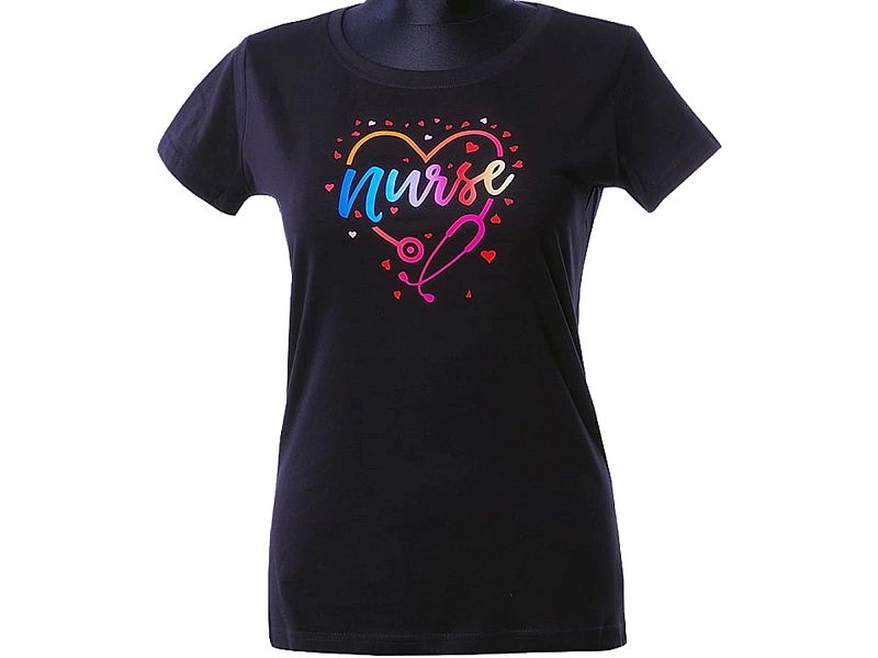 Koszulka damska NURSE Pielęgniarka czarna full color (XXL)