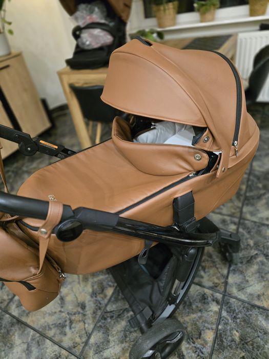 Wózek 2w1 z elektronicznym hamulcem ibebe iSTOP ECO Skóra IS22 Gloss