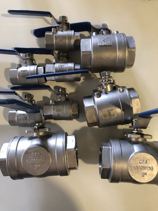 Кран шаровий, L-образний, AISI-304 стендові зразки 2 дюйми