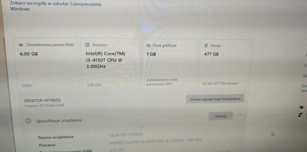 Komputer all in one Dell Inspiron 20