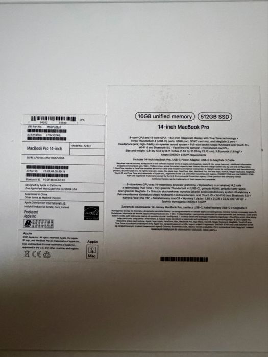 Bateria 100% Macbook Pro 14” 16/512gb