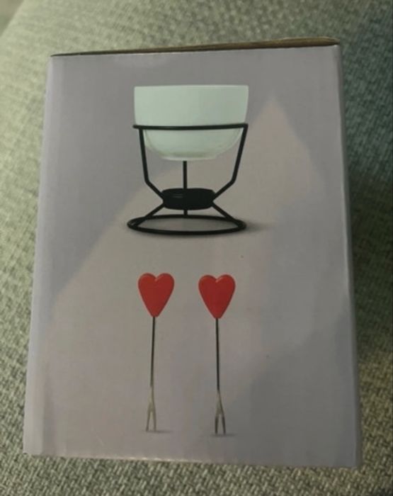Fondue de chocolate com 2 garfos coração