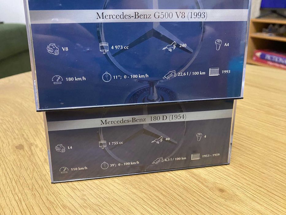 Miniaturas Mercedes-Benz 1:43 – G500 V8 1993 e 180D 1954