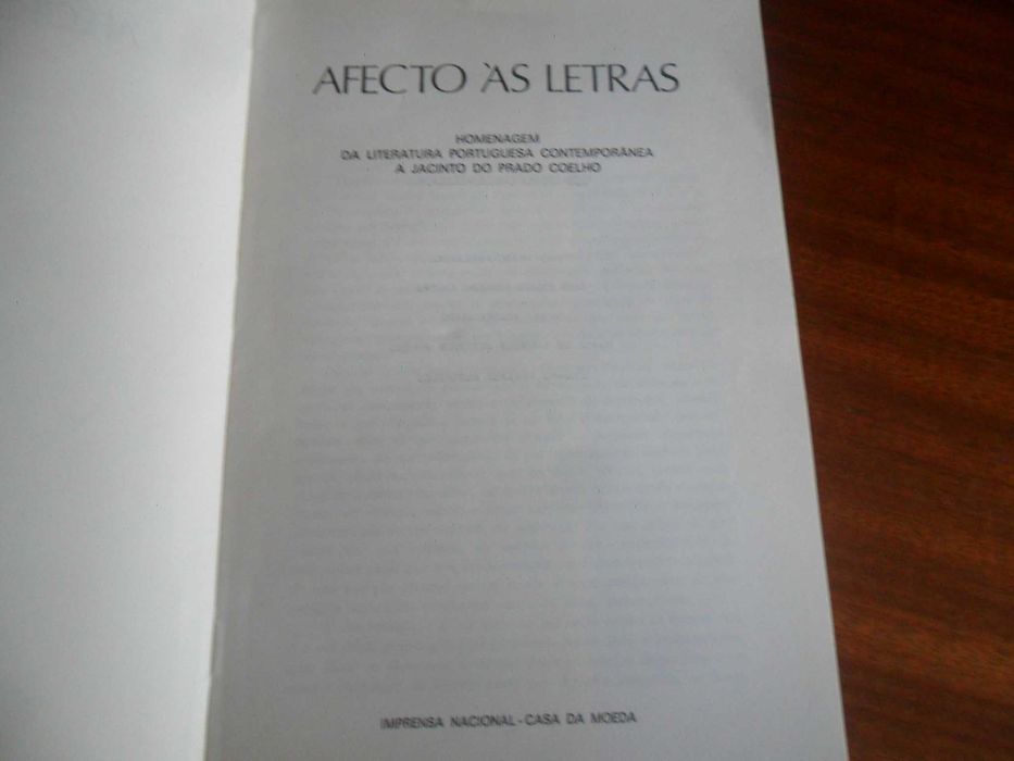 "AFECTO ÀS LETRAS" - Homenagem a Jacinto do Prado Coelho de Vários