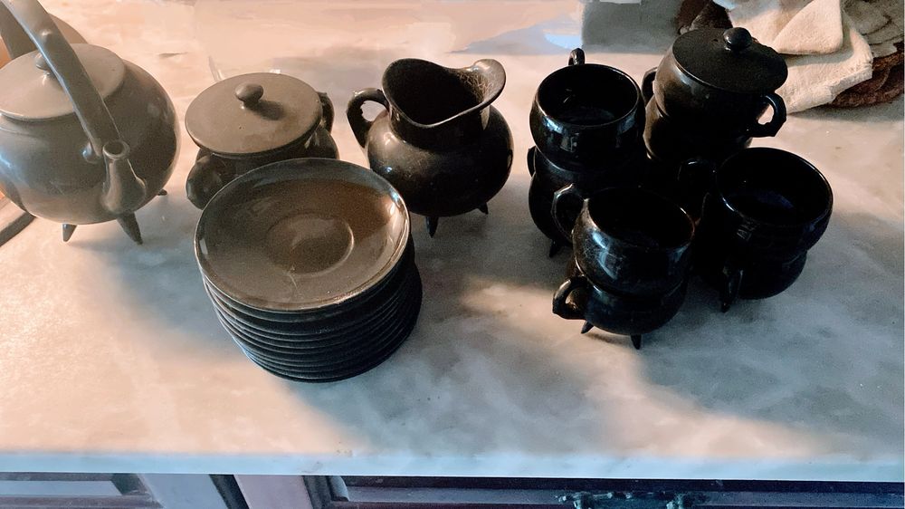 Conjunto de Chá/Café Vintage em Cerâmica – Completo e Elegante