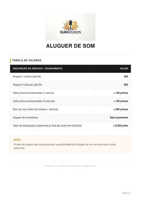 Aluguer de som para eventos