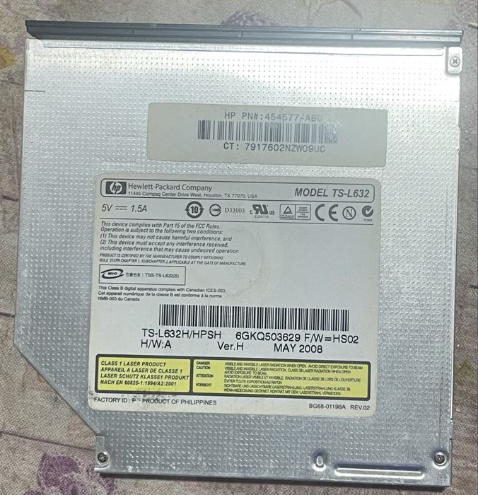 Leitor DVD/CD Rewriter HP (Model: TS-L632)