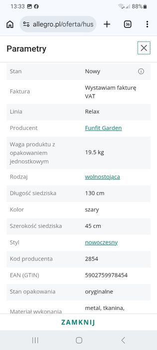 Nowa huśtawka ogrodowa
