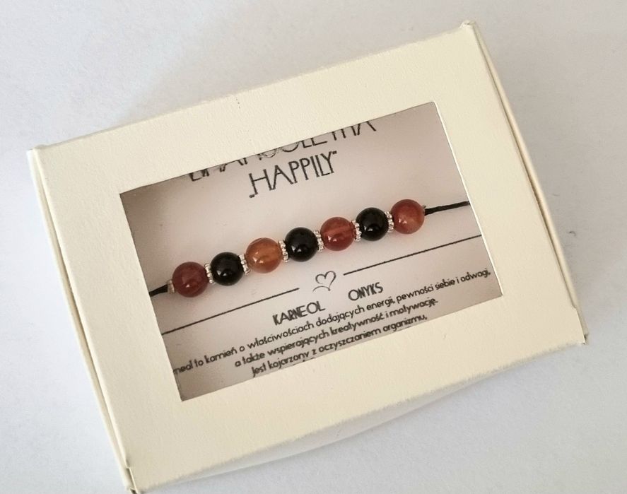 Bransoletka szczęścia karneol onyks