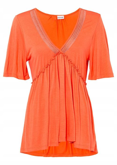 Pomarańczowa bluzka boho z koronką r.36/38