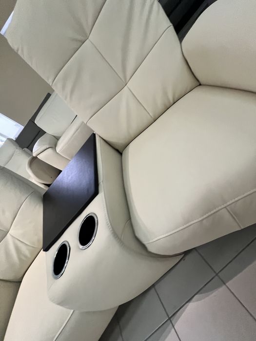 Диван шкіряний трійка реклайнер з бариком механічно регульваний